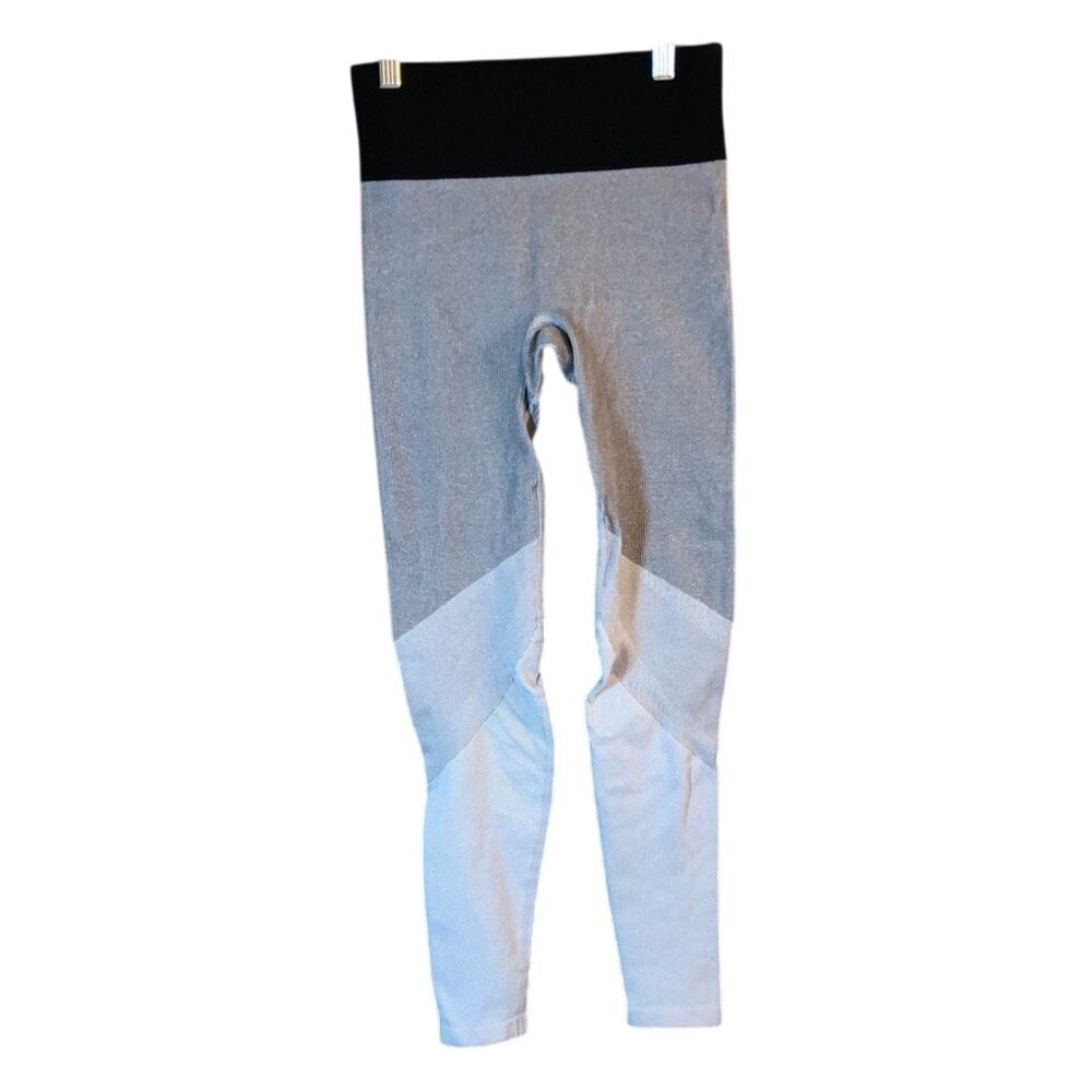 Aerie Womens Pants Gray Black Colorblock Pull On Ribbed Leggings Stretch XS